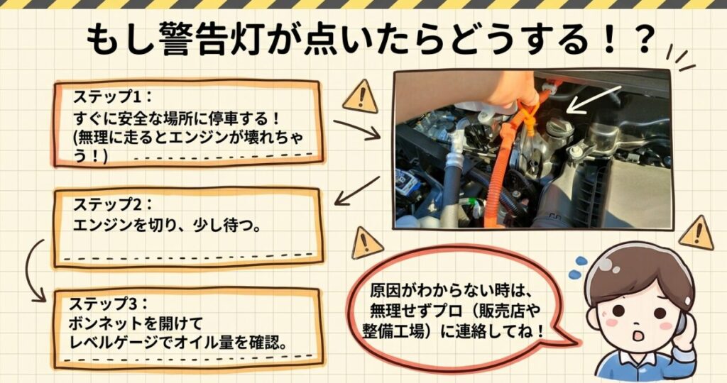 オイル警告灯の対処法　新型フリード　オイル
