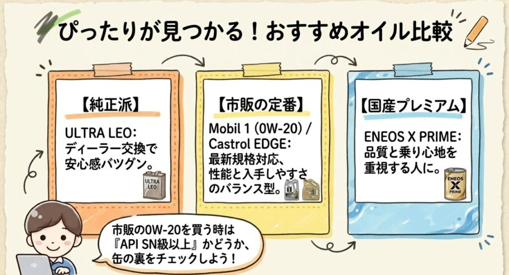 おすすめオイル比較　新型フリード　オイル
