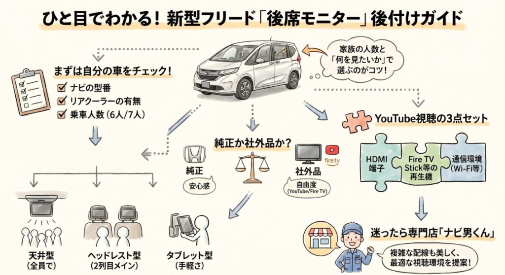 新型フリードの後席モニター後付けガイド｜費用・取付方法・注意点　２