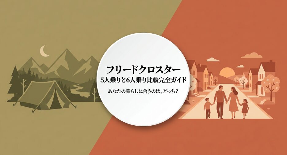 フリードクロスター 5人乗りと6人乗り比較完全ガイド あなたの暮らしに合うのは、どっち？と書かれた表紙スライド