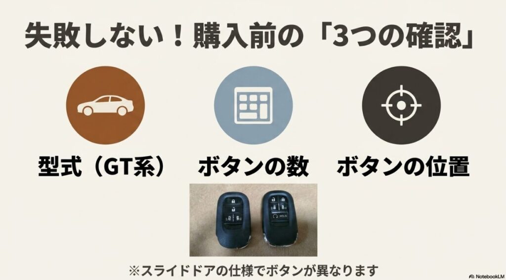 新型フリードのキーケース購入前に型式・ボタン数・ボタン位置を確認するポイント