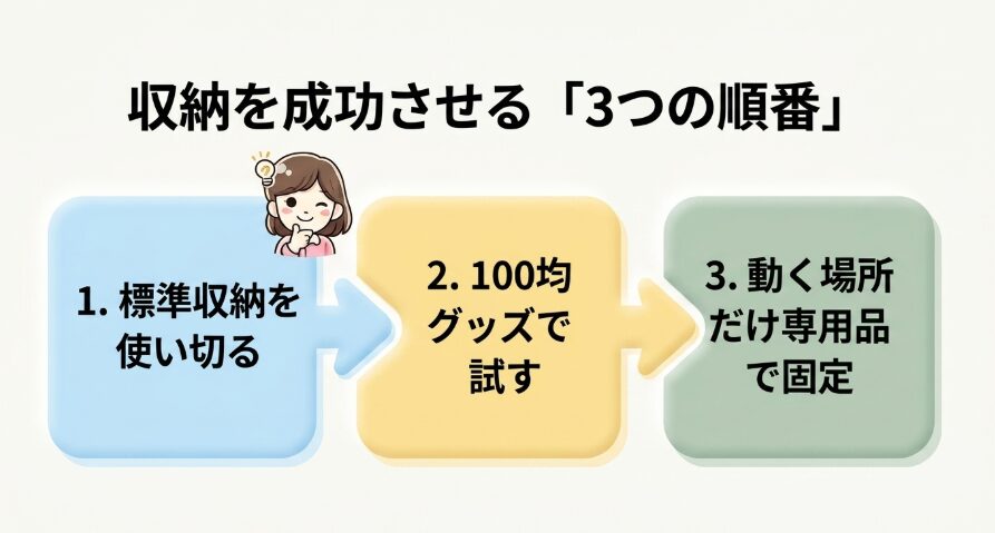 N-BOXの収納を標準収納、100均グッズ、専用品の順番で整える方法