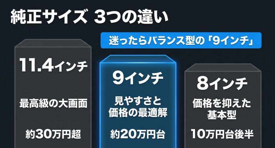 新型フリード純正ナビの11.4インチ、9インチ、8インチの違いと価格感を比較
