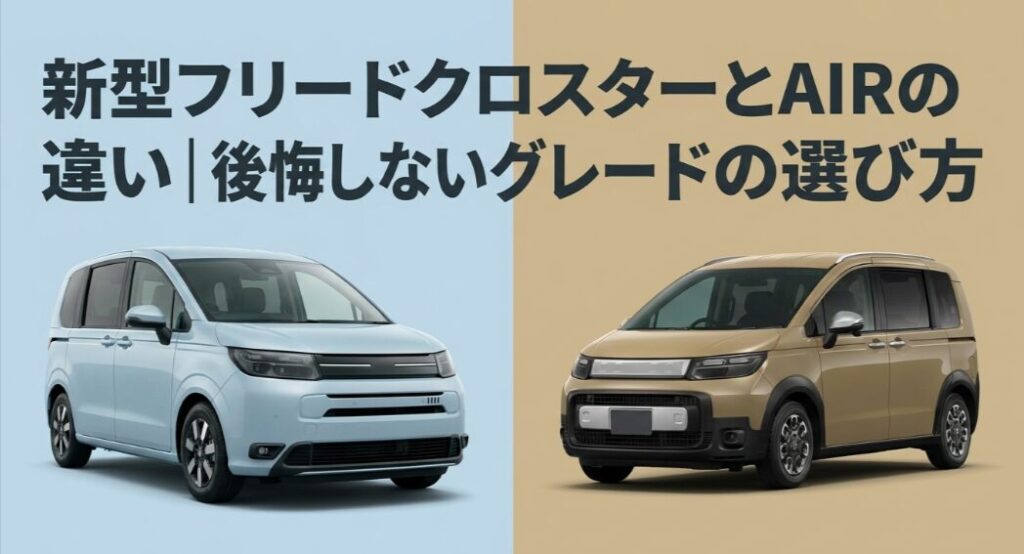 新型フリードクロスターとAIRの違いを外観と選び方で比較するスライド