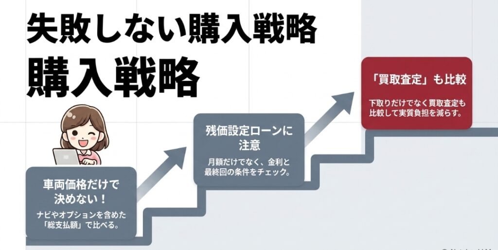 車両価格、残価設定ローン、買取査定を順番に確認するステップワゴン購入戦略