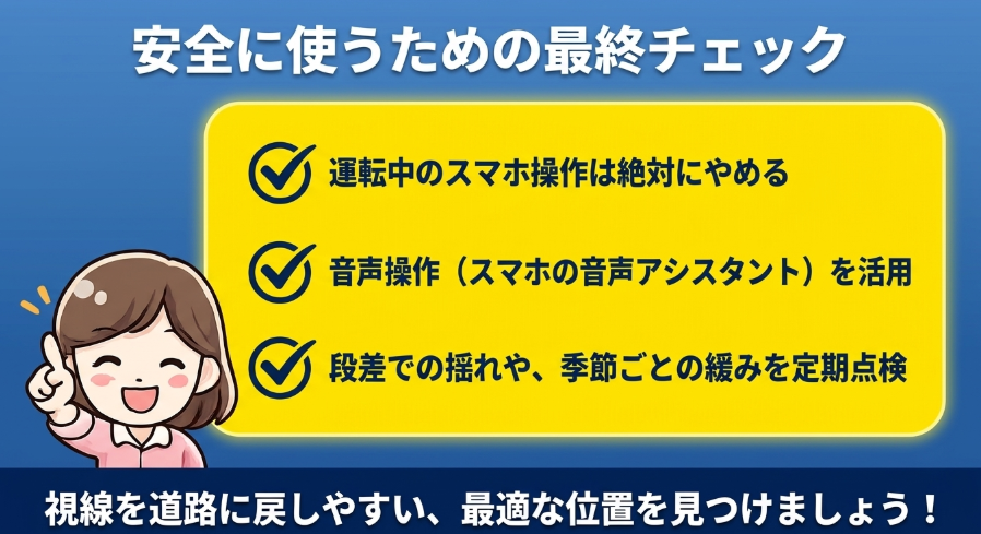 新型フリードのスマホホルダーを安全に使うための操作と定期点検のチェック項目